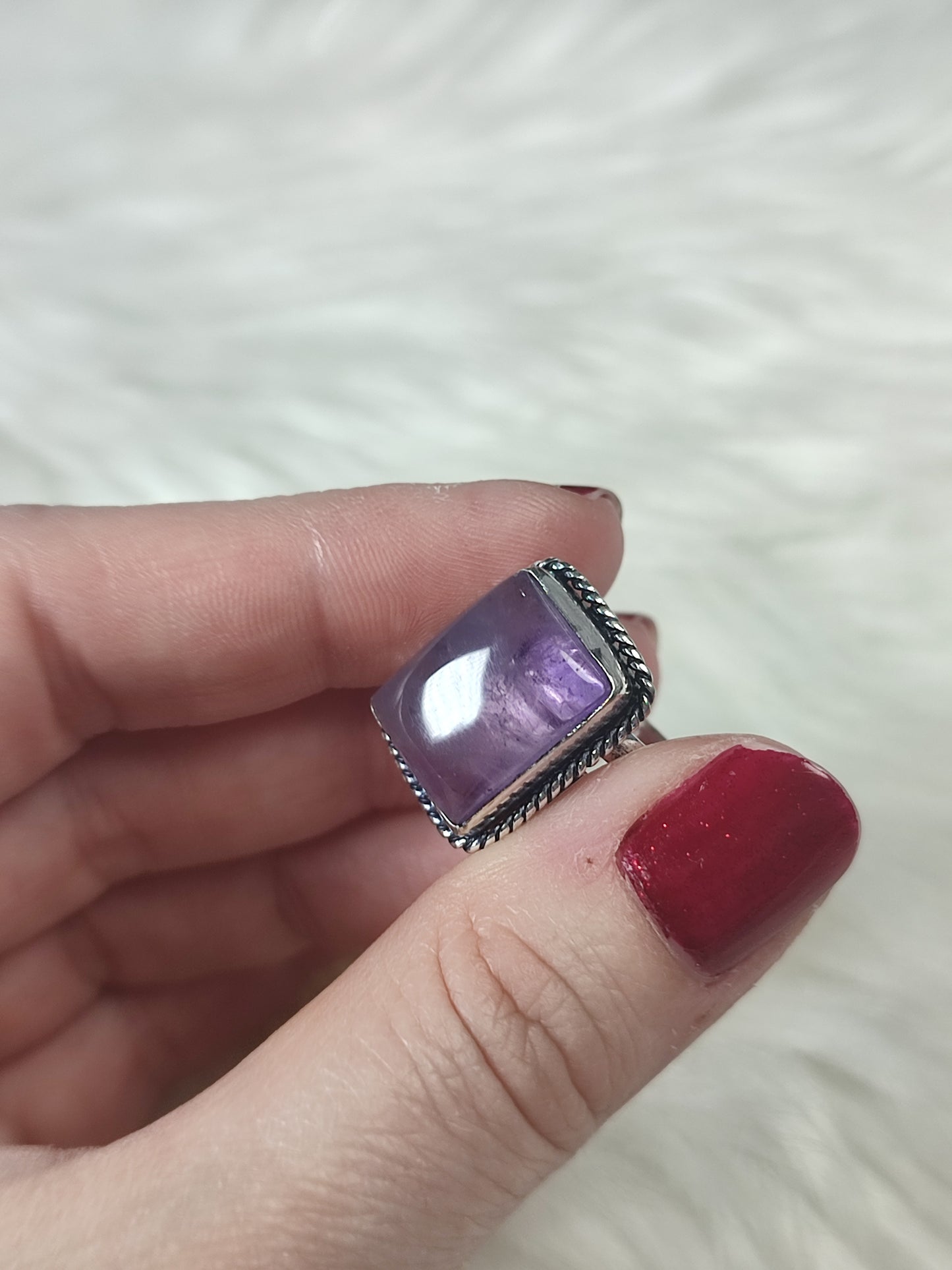Anillo baño de plata con amatista - Ajustable AMA 2
