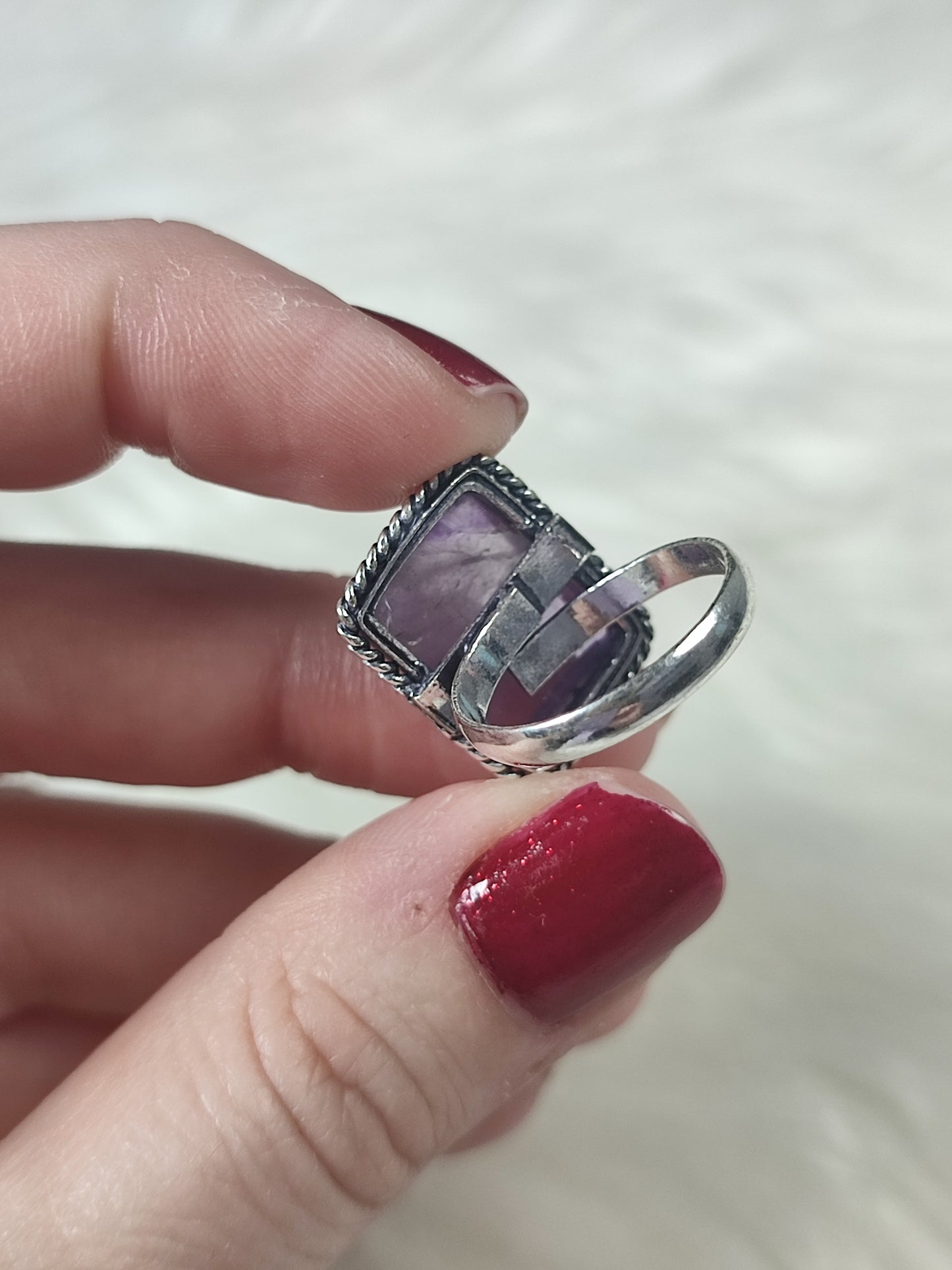 Anillo baño de plata con amatista - Ajustable AMA 2