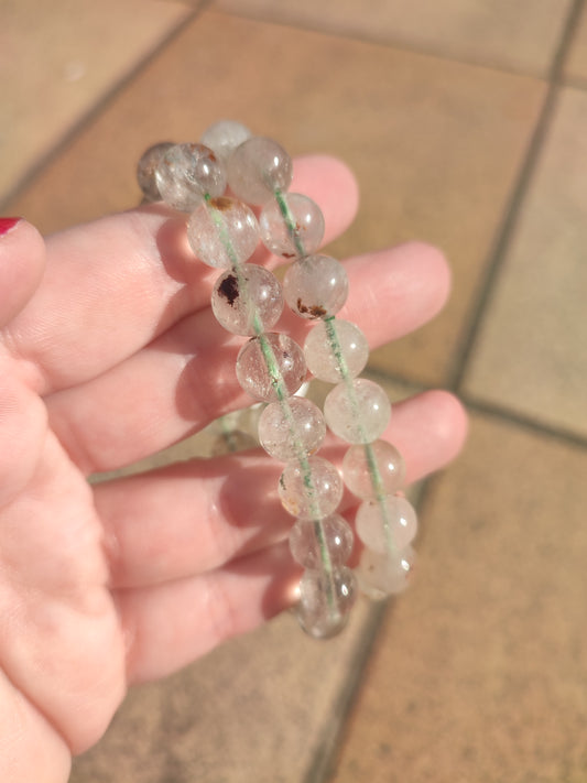 Pulsera elástica esferas de Cuarzo jardín - 10 mm