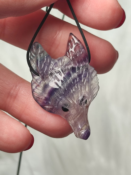 Colgante lobo - Kitsune en fluorita