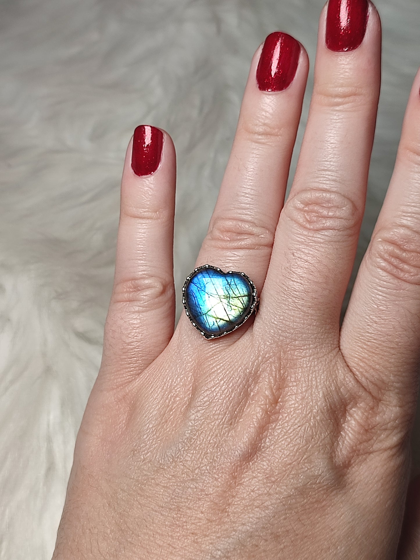 Anillo plata de ley 925 con Labradorita flash - Mod 1