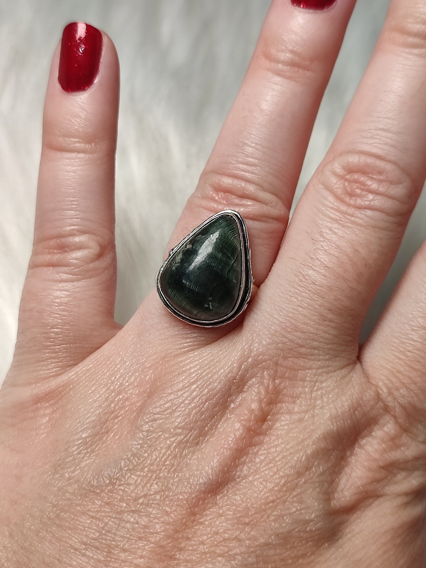 Anillo baño de plata con serafinita - Ajustable 31