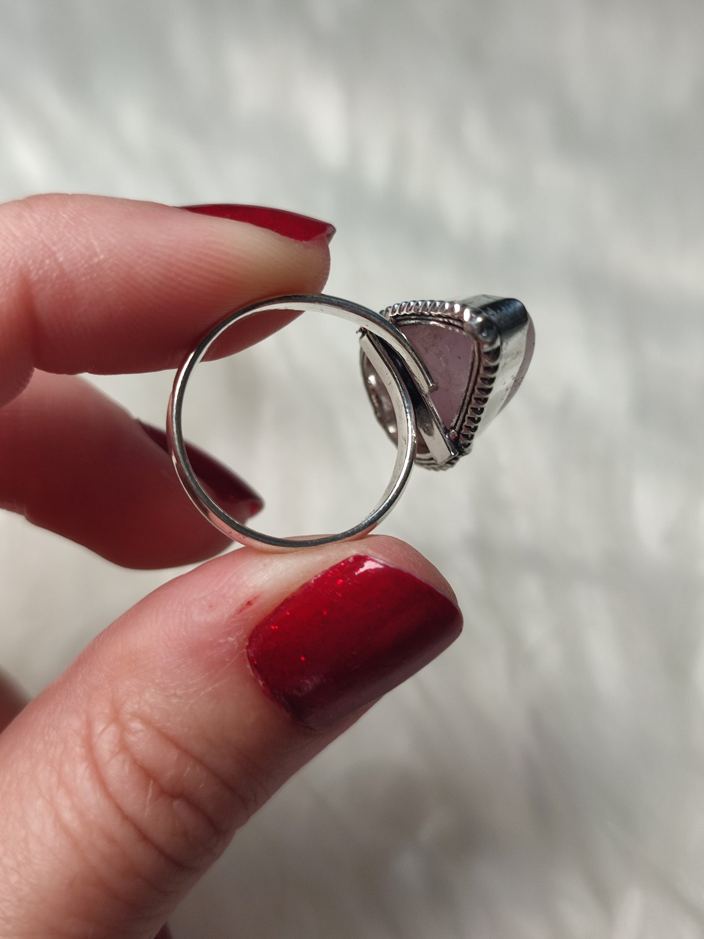 Anillo baño de plata con kuncita - Ajustable 20