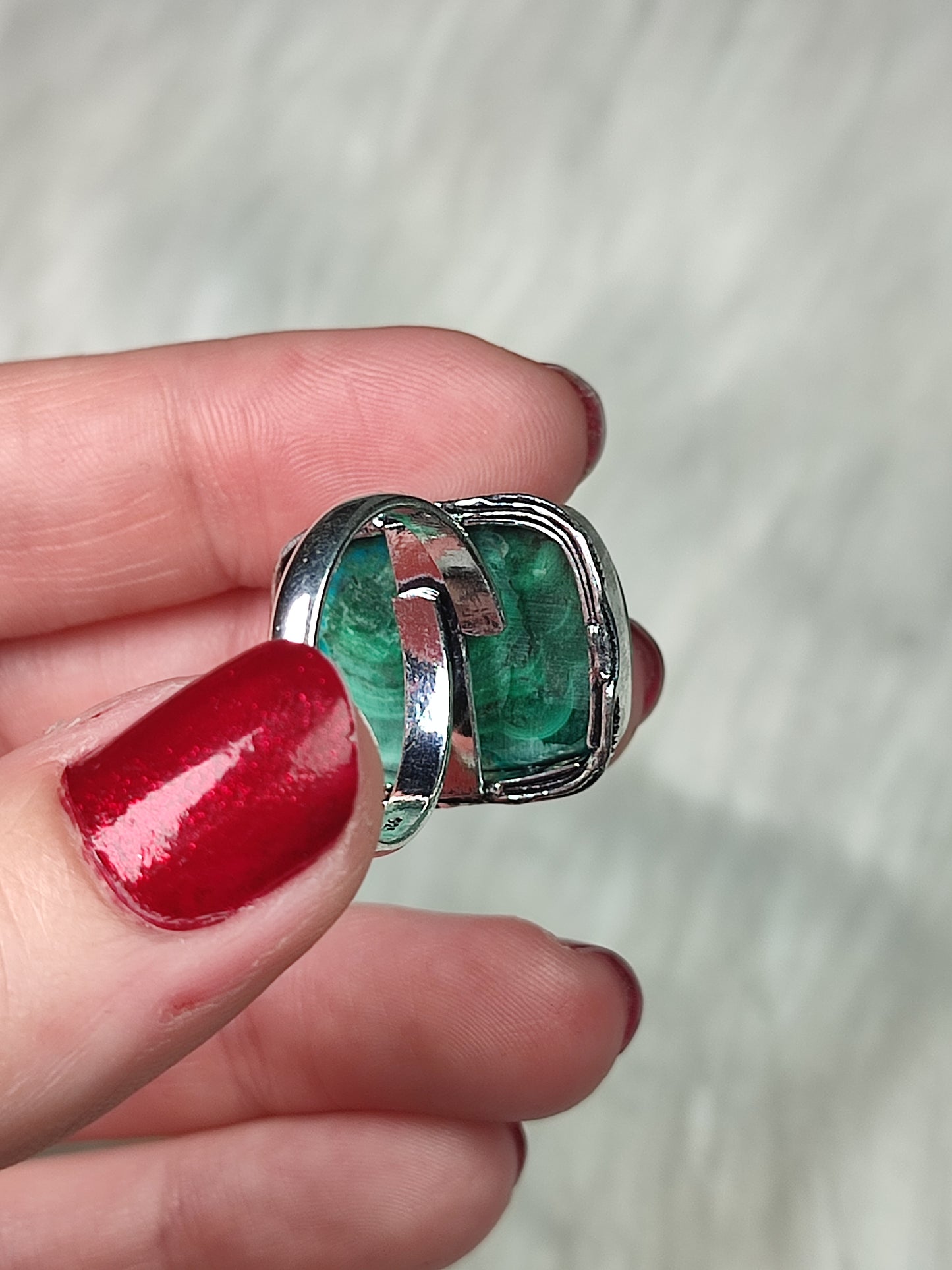 Anillo baño de plata con crisomalquita - Ajustable 43