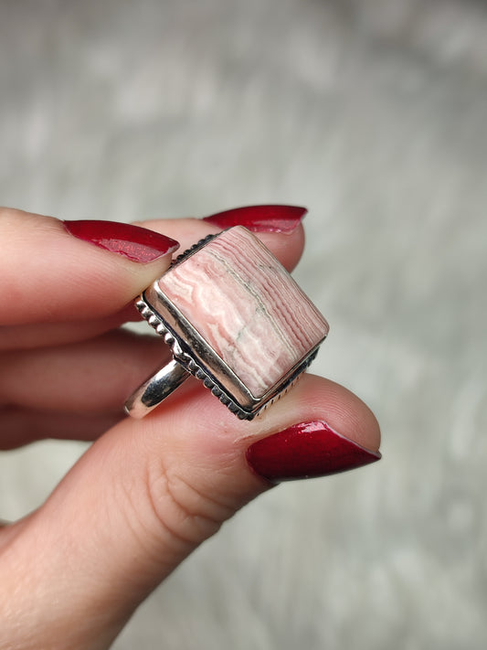 Anillo baño de plata con rodocrosita - Ajustable 48