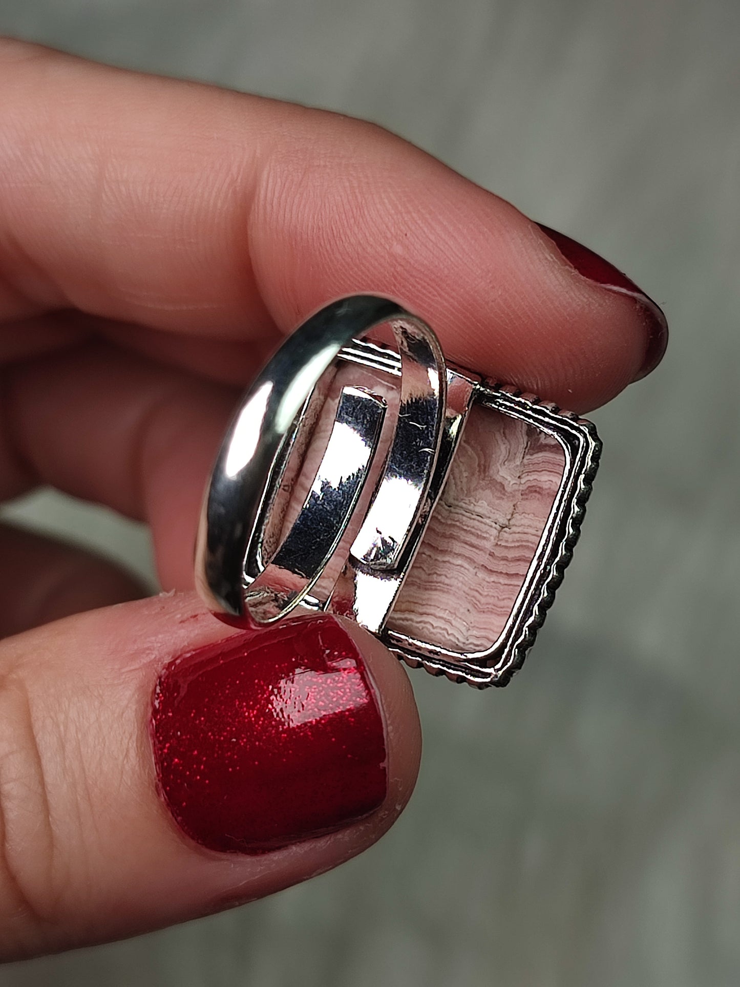 Anillo baño de plata con rodocrosita - Ajustable 48