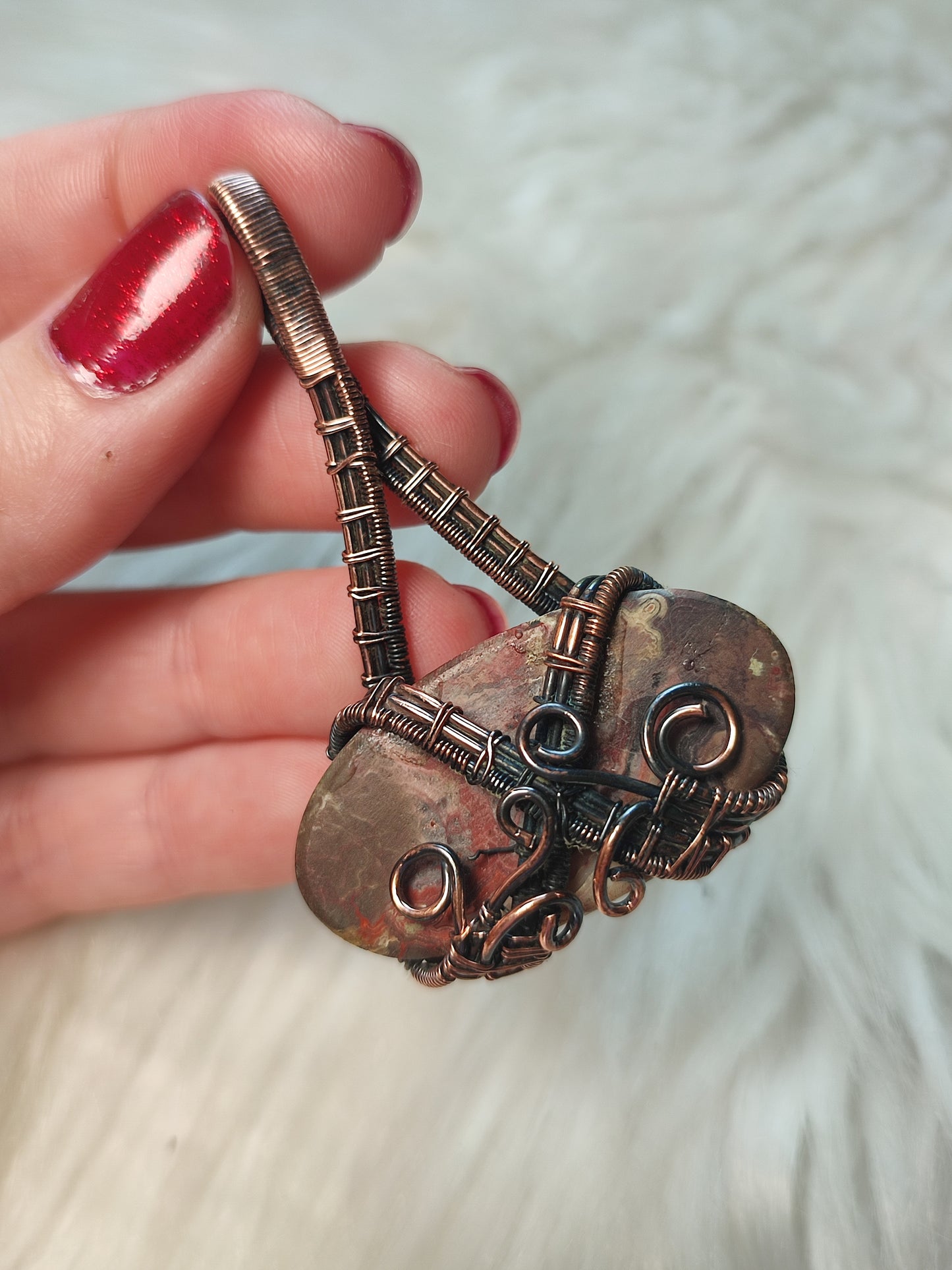 Colgante filigrana cobre con ágata mejicana