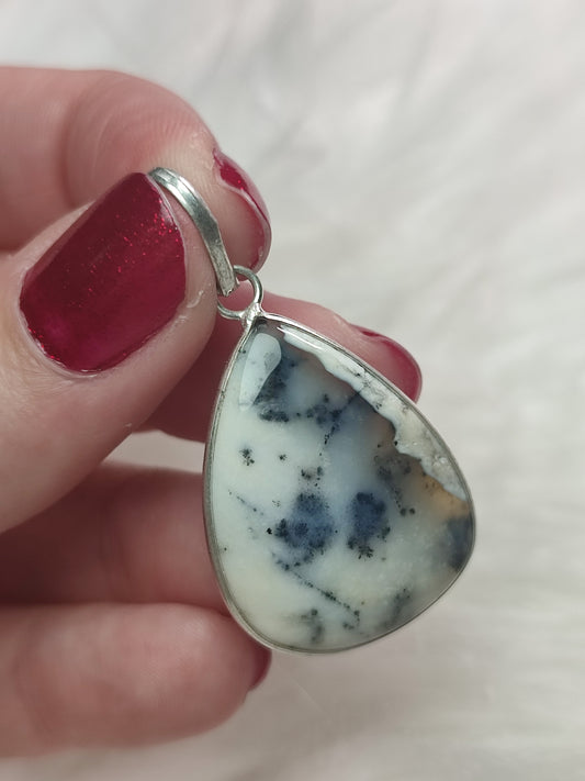 Colgante baño de plata con ópalo dendritico n° 3