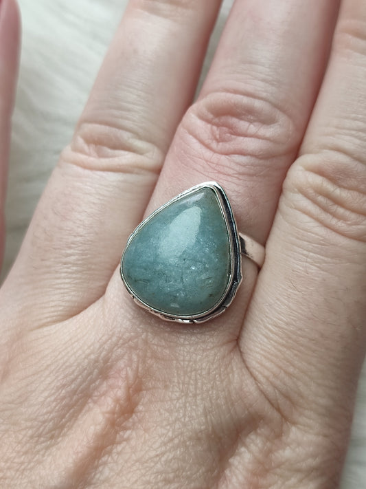 Anillo baño de plata con aguamarina - Ajustable 27