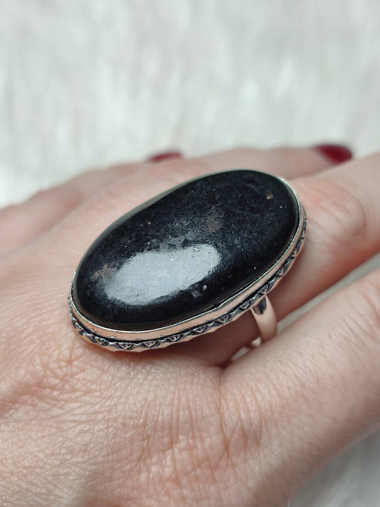 Anillo baño de plata con nuumita India - Ajustable 38