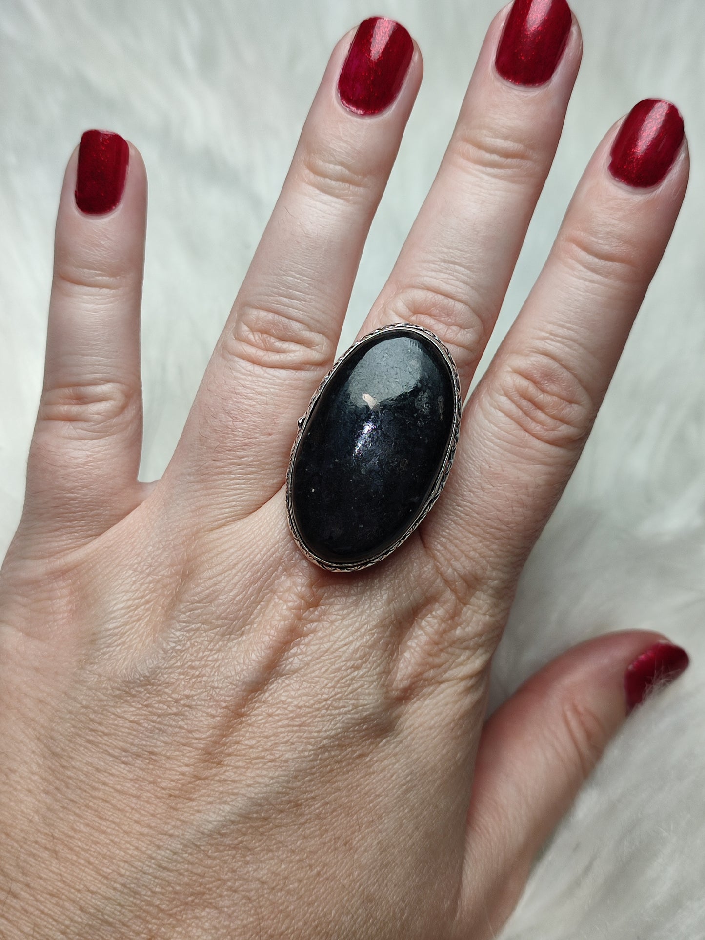 Anillo baño de plata con nuumita India - Ajustable 38