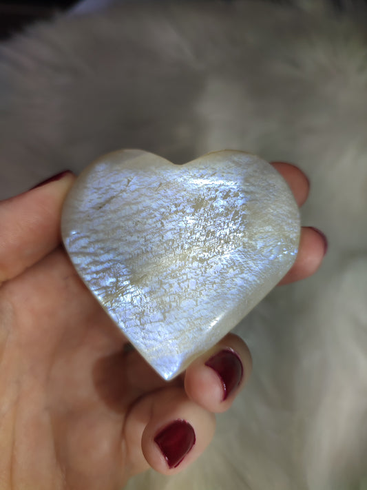 Corazón piedra luna Blanca +