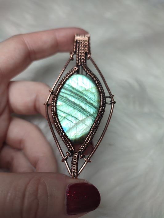 Colgante montura cobre envejecido con Labradorita n°25