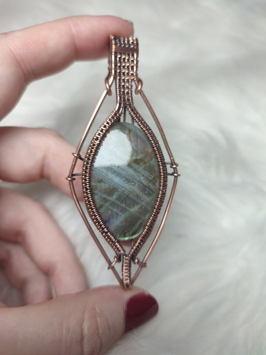 Colgante montura cobre envejecido con Labradorita n°25