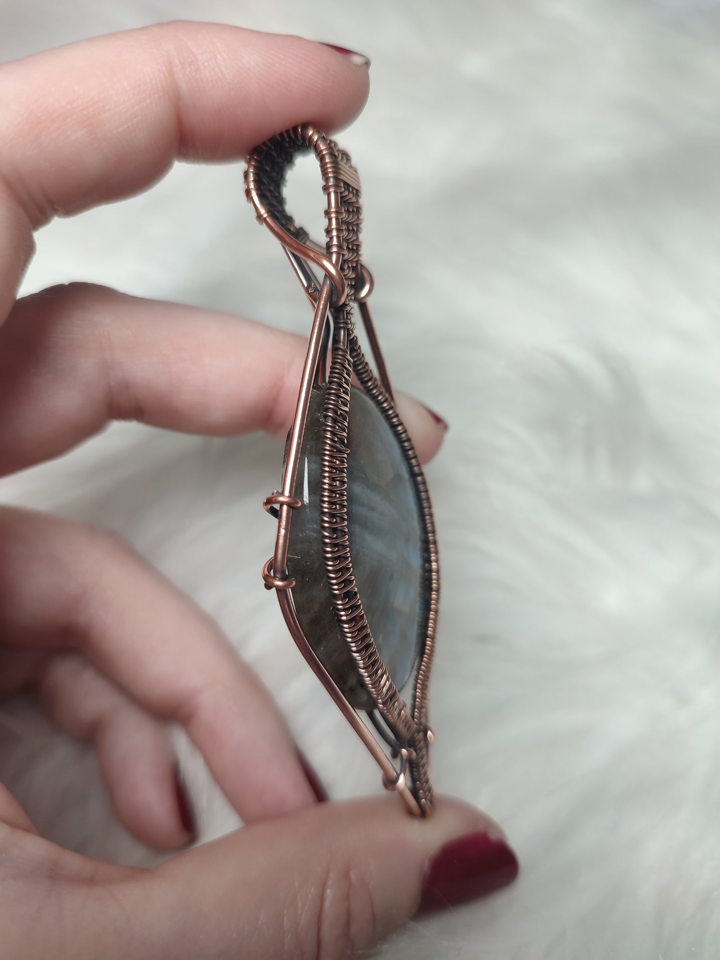 Colgante montura cobre envejecido con Labradorita n°25