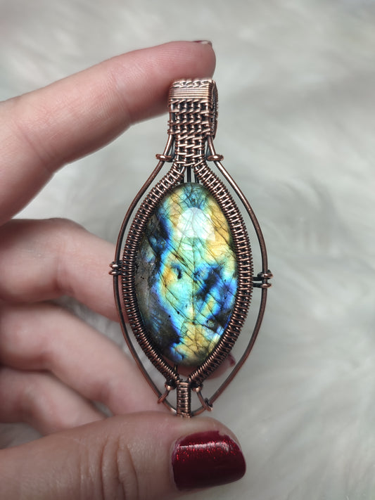 Colgante montura cobre envejecido con Labradorita n°26