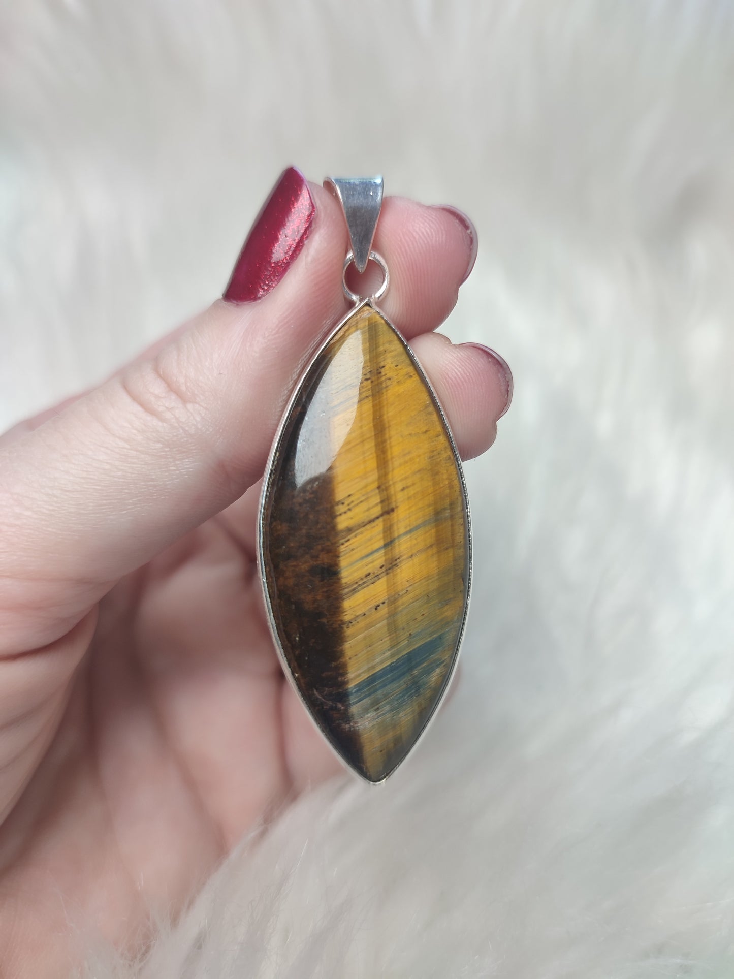 Colgante baño plata con ojo de tigre