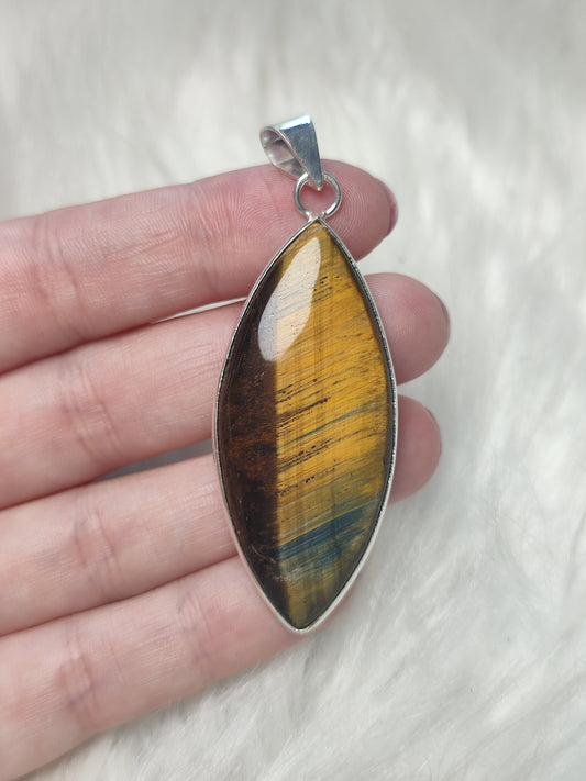 Colgante baño plata con ojo de tigre