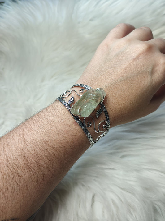 Brazalete baño de plata con prasiolita