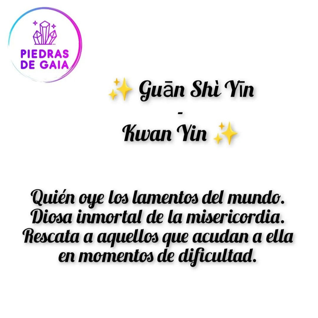 Kwan Yin tallada en cuarzo jardín 335 granos