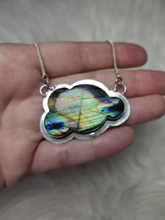 Colgante baño de plata con labradorita - Nube L1