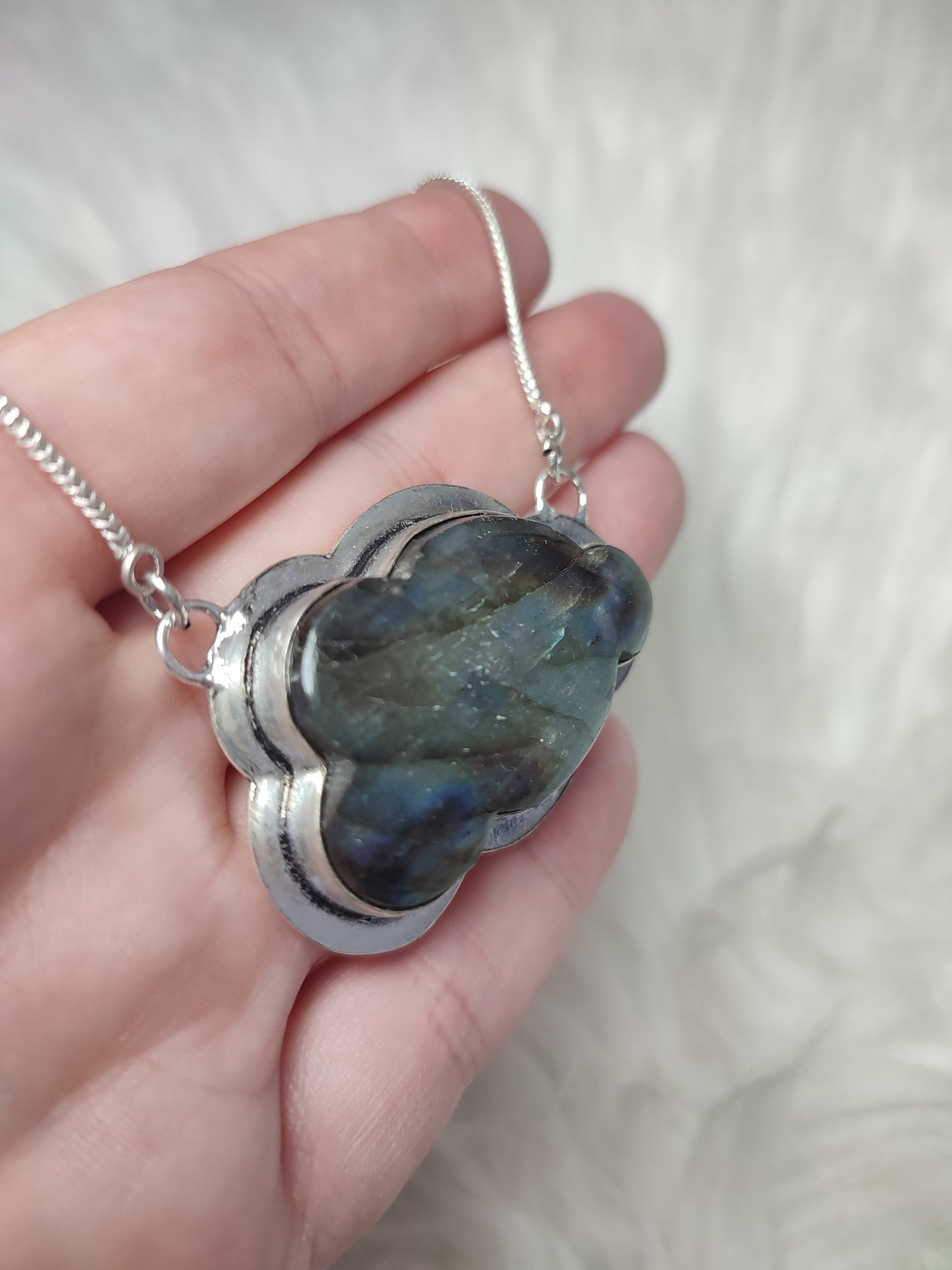 Colgante baño de plata con labradorita - Nube L1