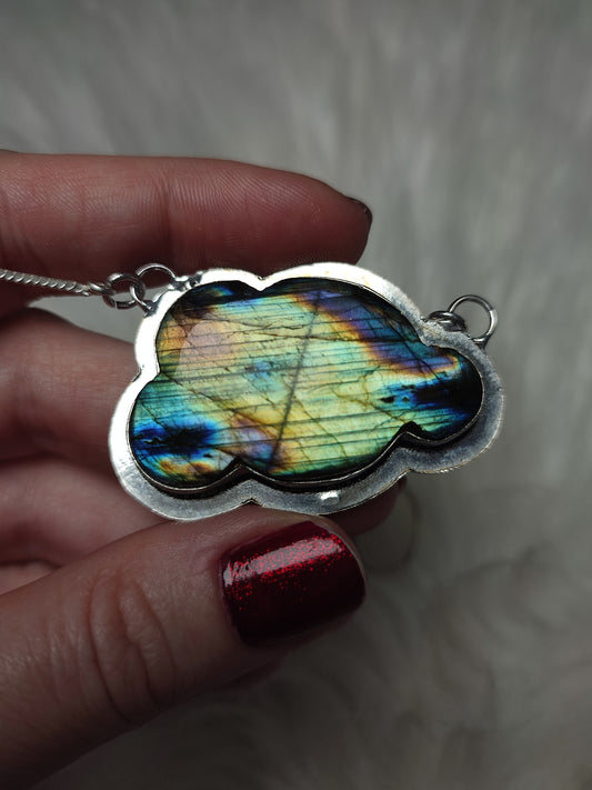 Colgante baño de plata con labradorita - Nube L1