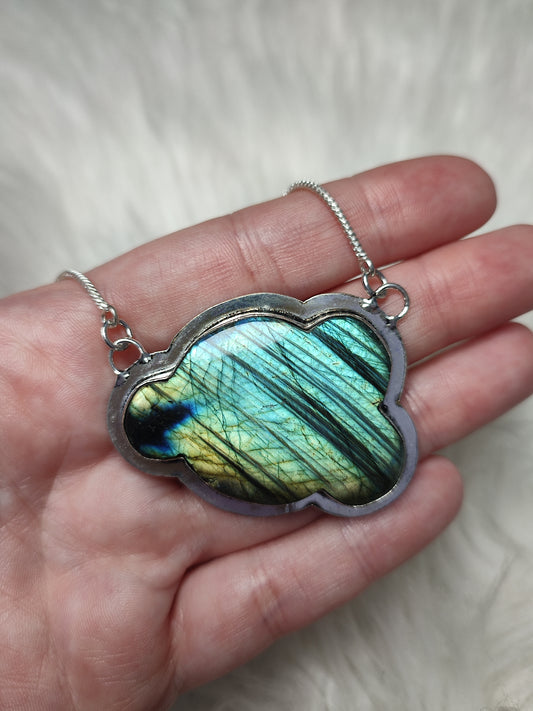 Colgante baño de plata con labradorita - Nube 48