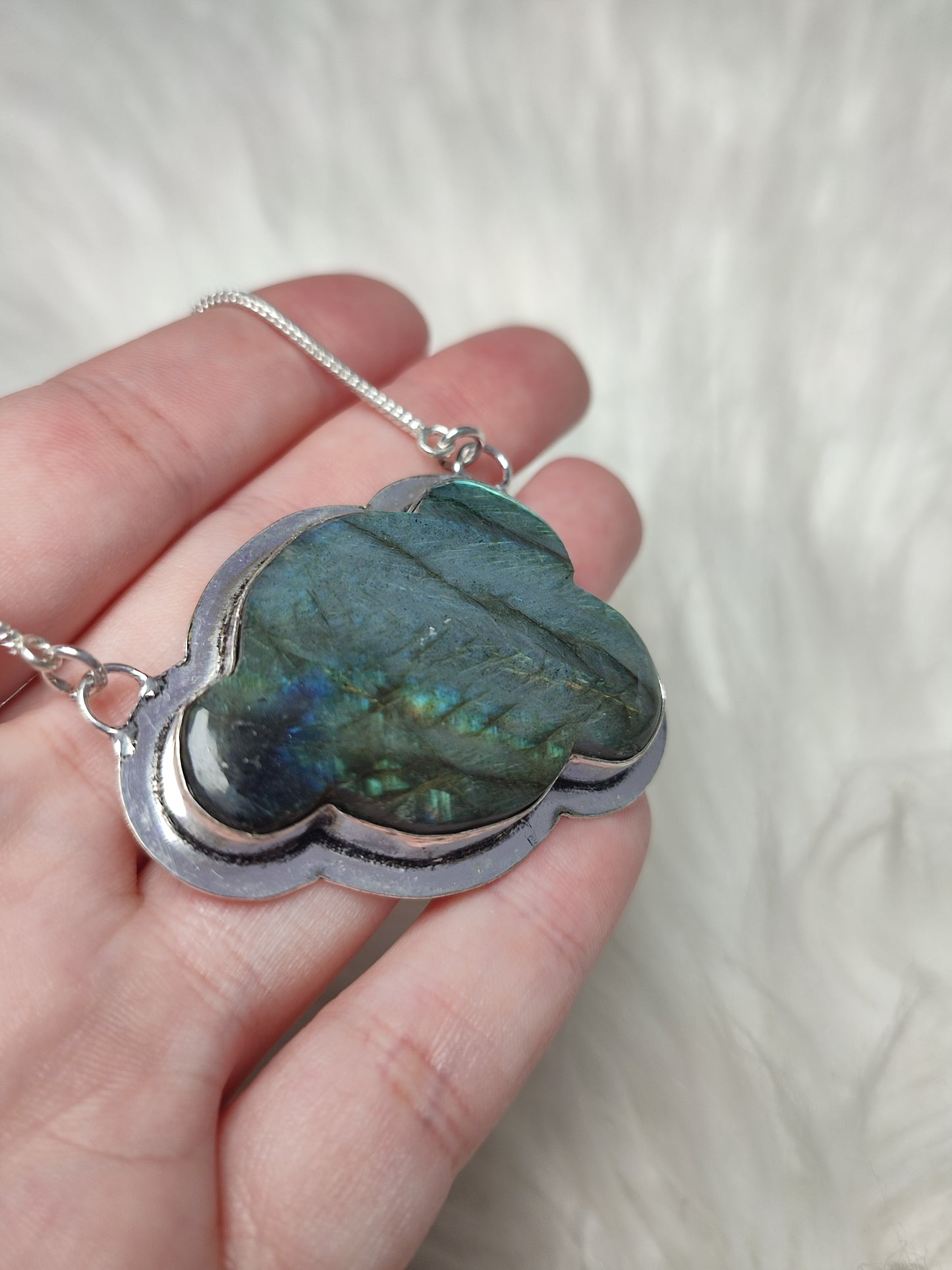 Colgante baño de plata con labradorita - Nube 48