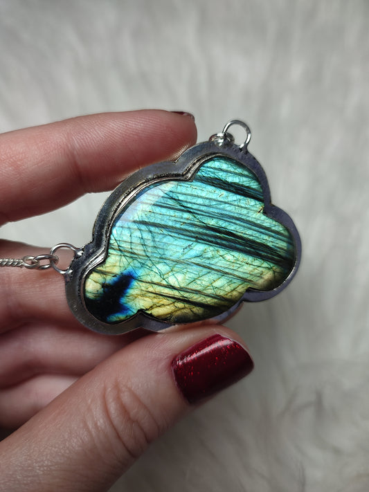 Colgante baño de plata con labradorita - Nube 48