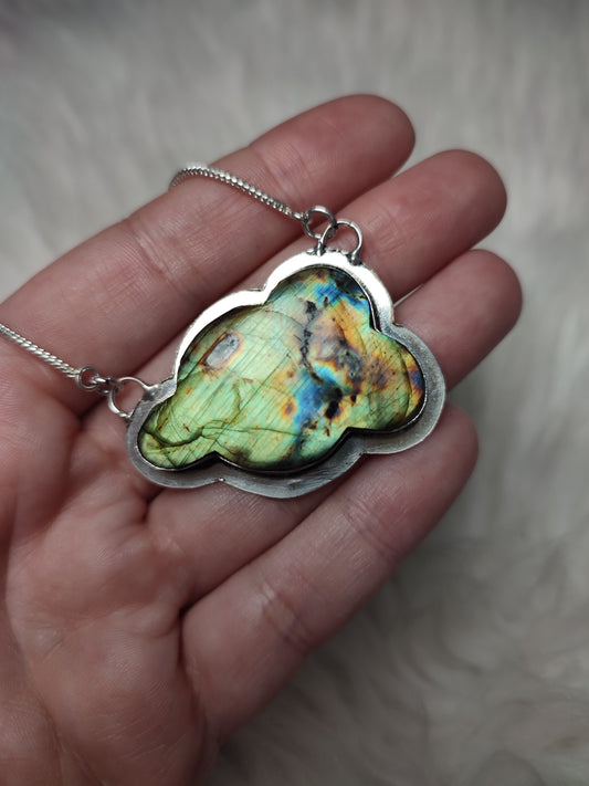 Colgante baño de plata con labradorita - Nube L2