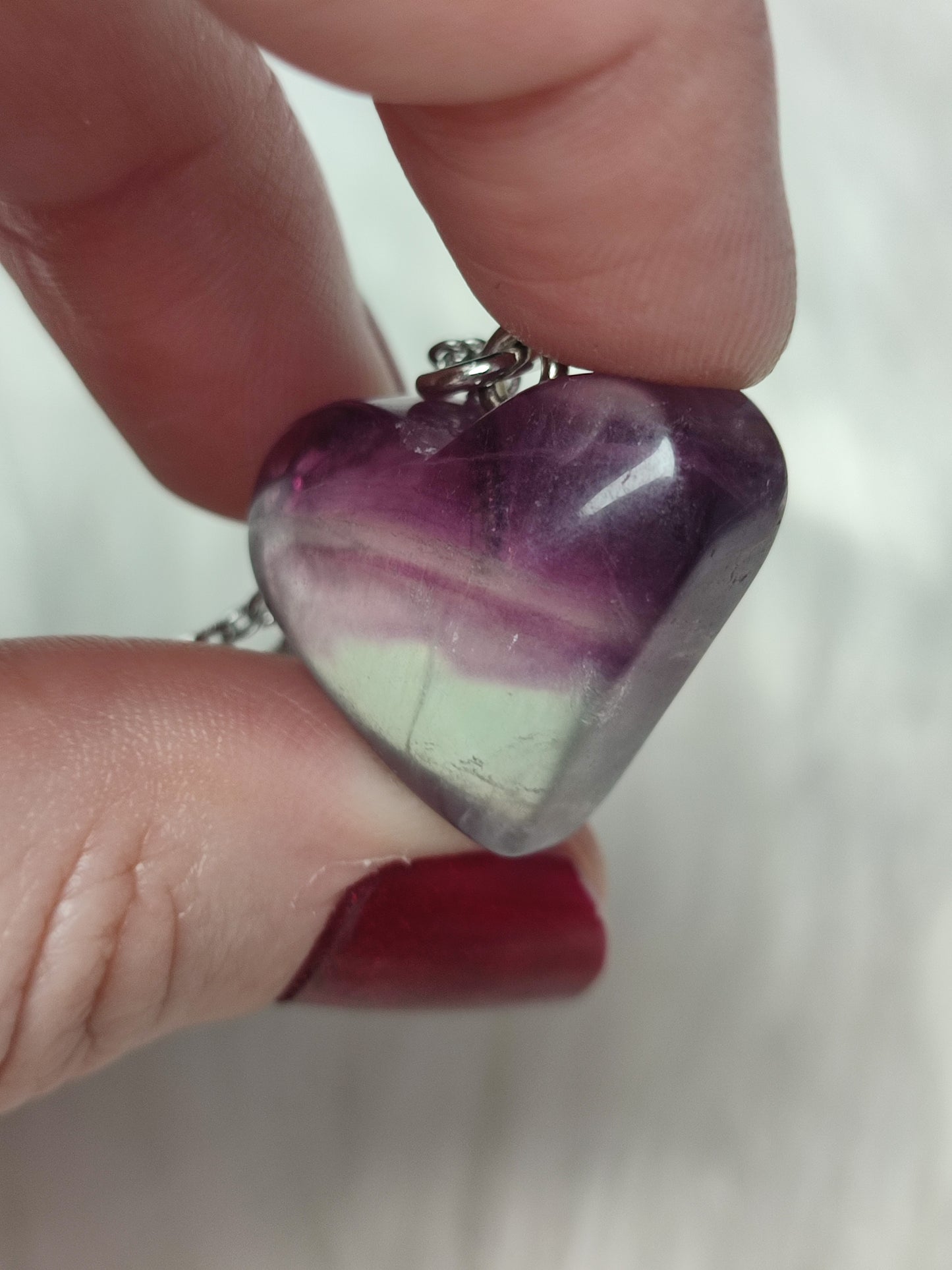 Collar acero con fluorita corazón 245