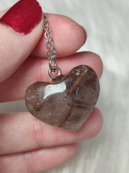 Collar acero con cuarzo rutilo 252