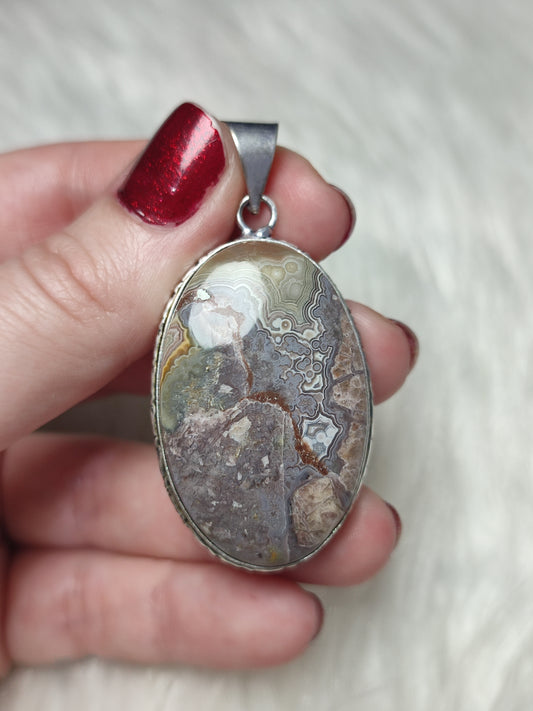 Colgante baño de plata ágata mexicana - 147