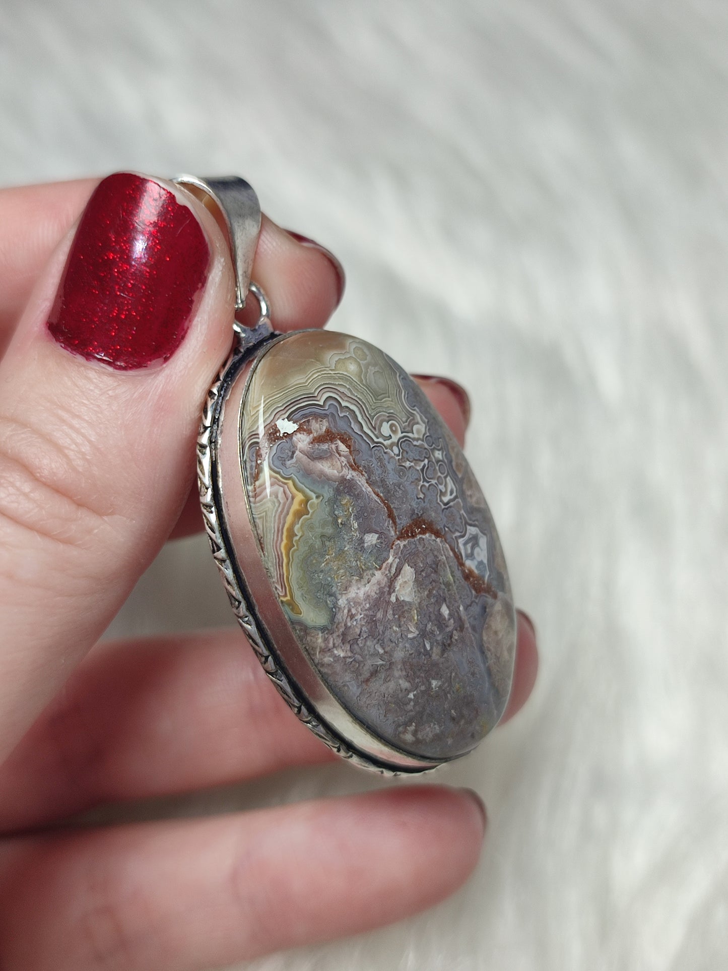 Colgante baño de plata ágata mexicana - 147