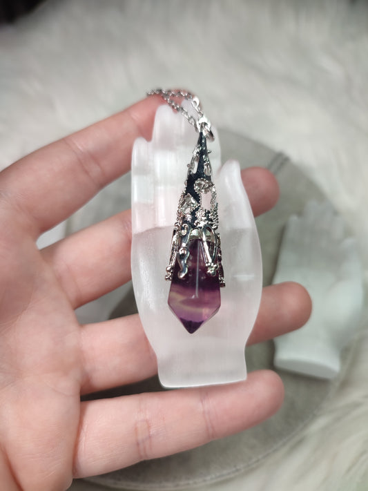 Mini cuenco de selenita - Hamsa o mano de Fátima