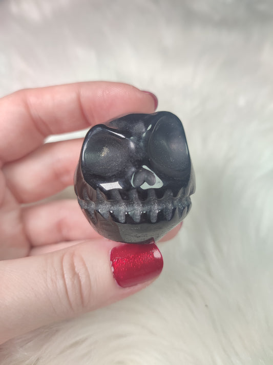 Cabeza Jack pesadilla antes de navidad tallada en Obsidiana negra