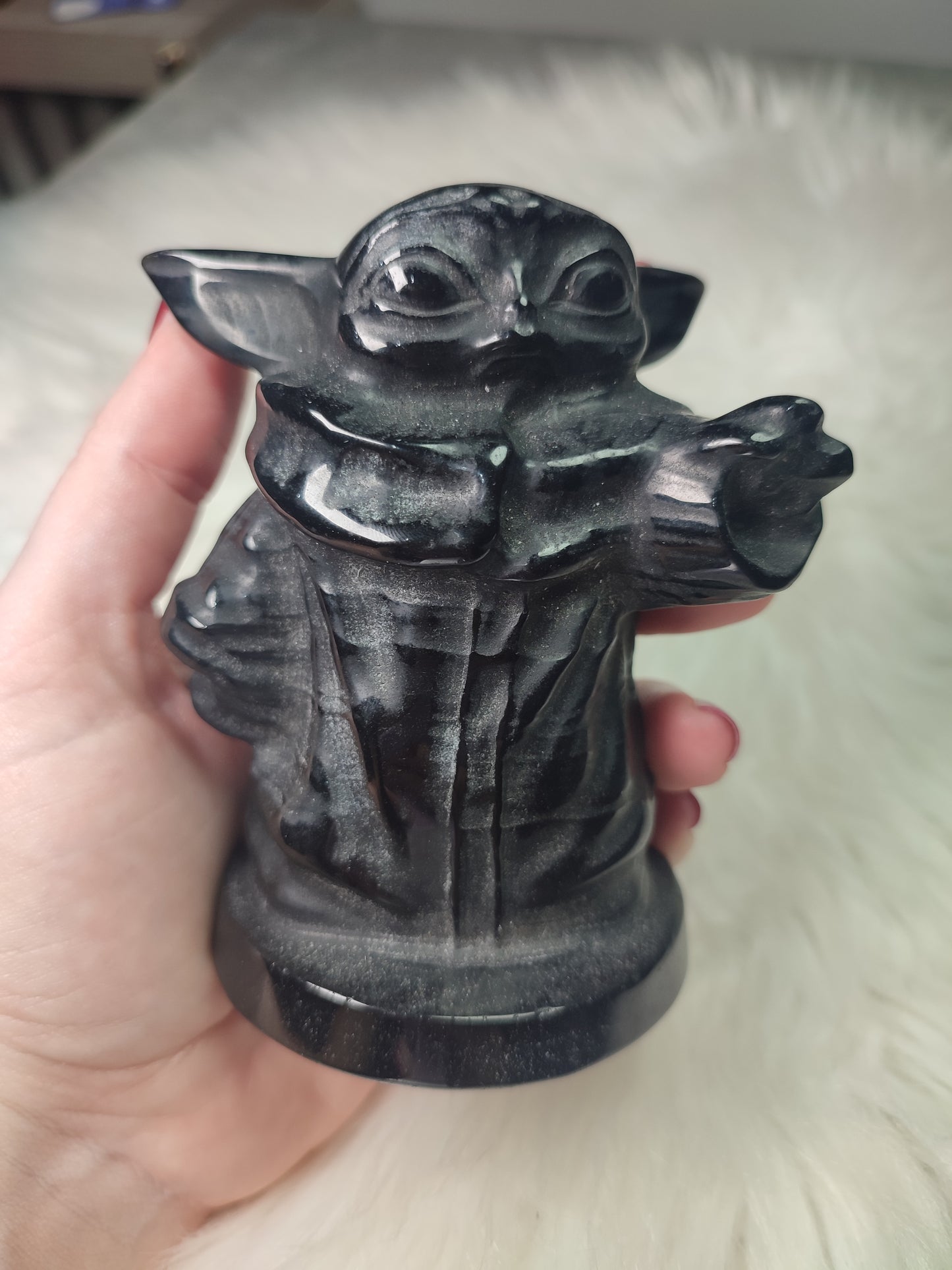 Grogu - Mini Yoda Star Wars en Obsidiana negra 505 gramos
