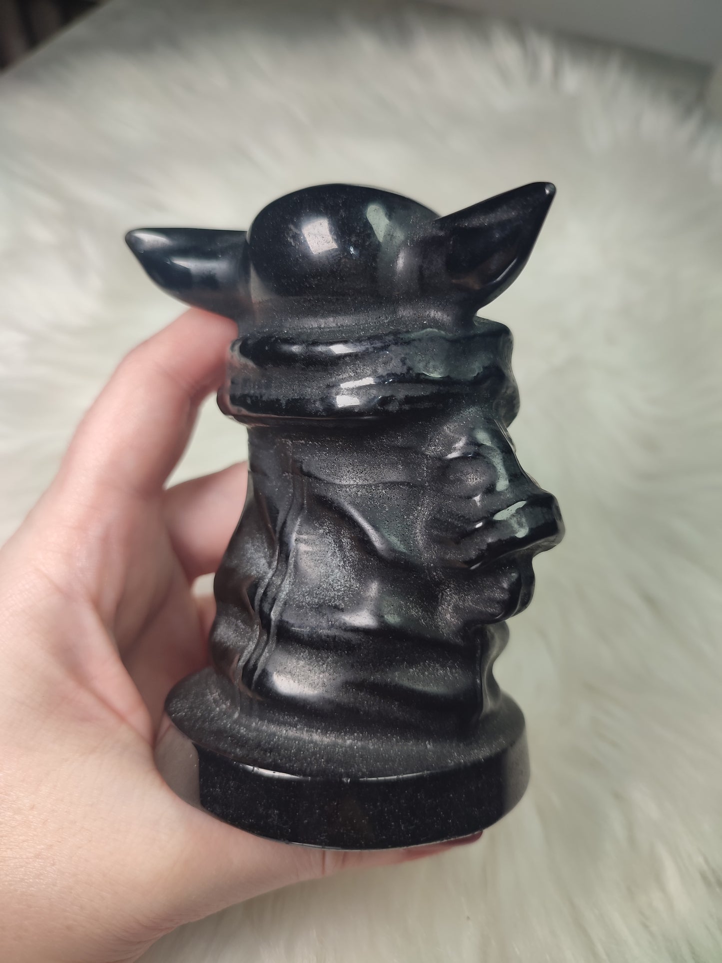 Grogu - Mini Yoda Star Wars en Obsidiana negra 505 gramos