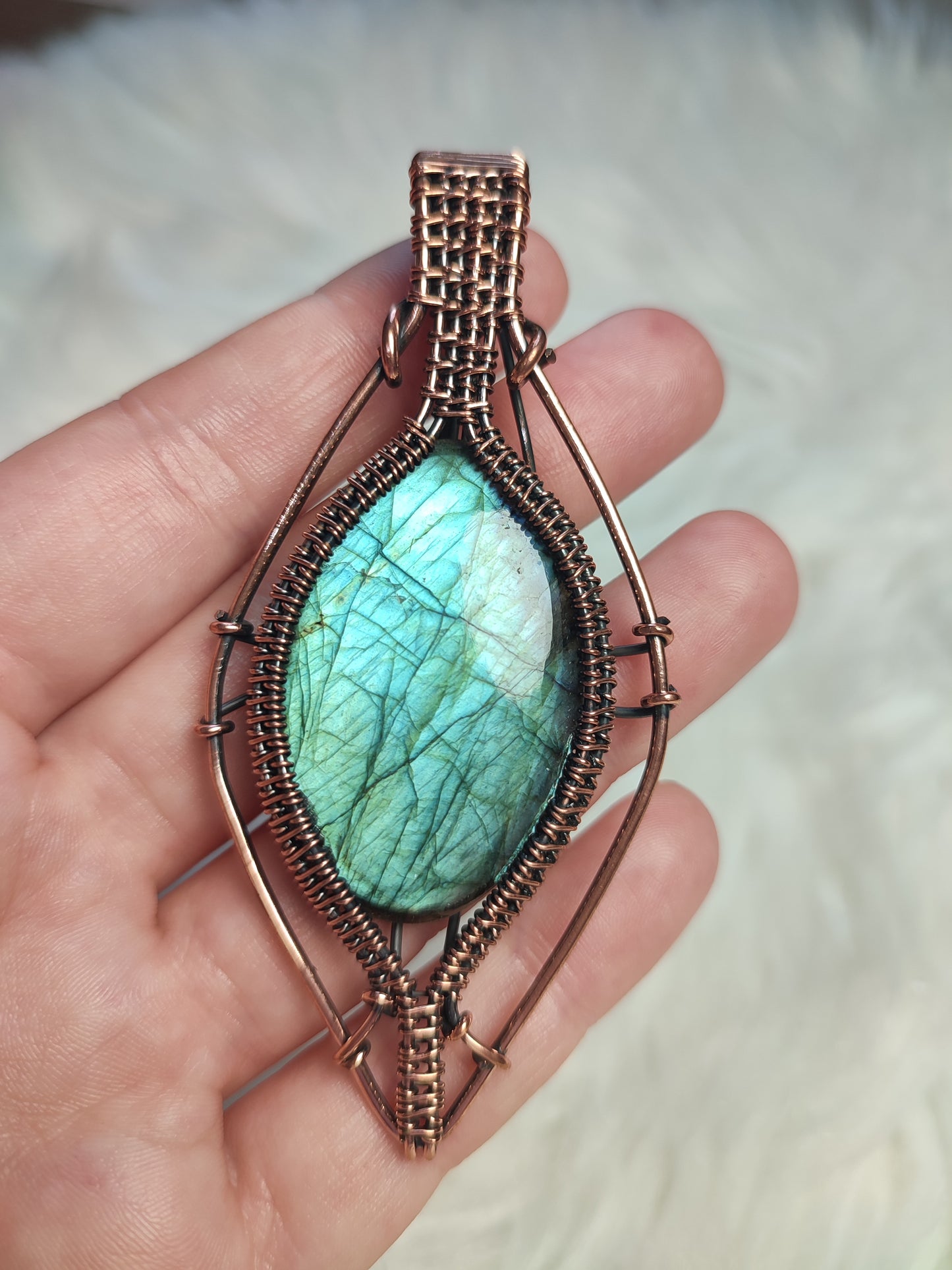 Colgante filigrana cobre con labradorita flash 116