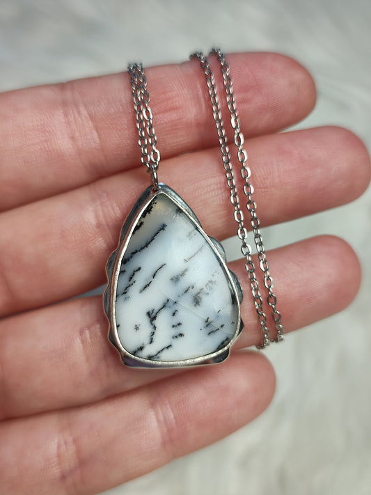 Colgante baño de plata y ágata dendrita 104
