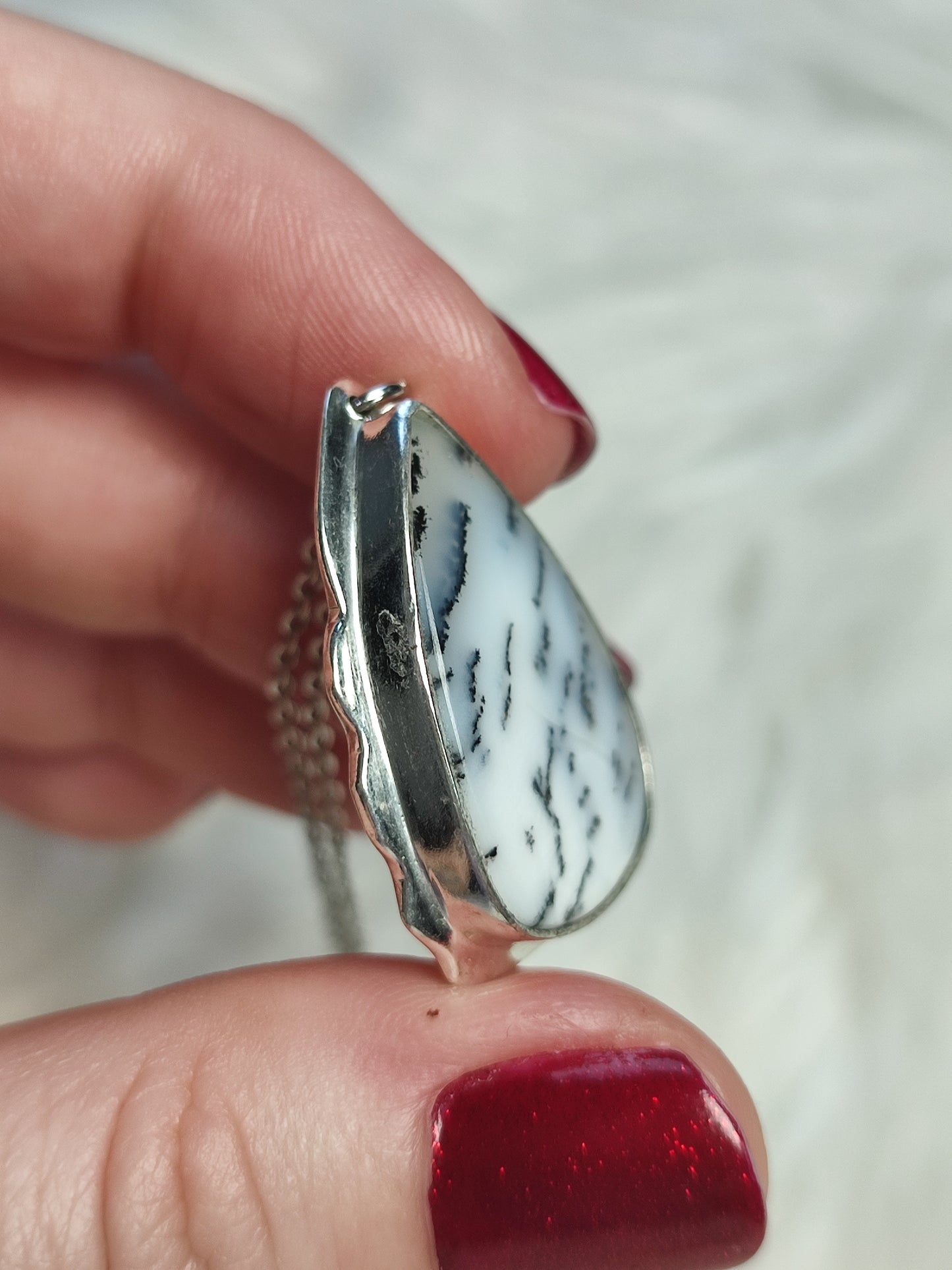 Colgante baño de plata y ágata dendrita 104