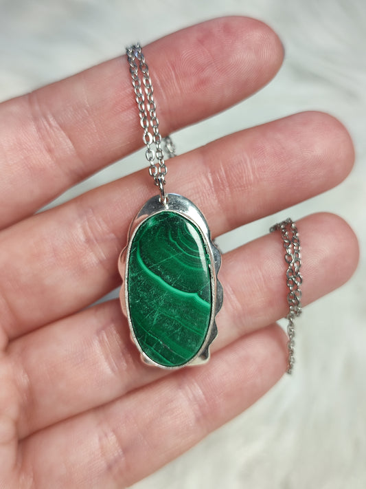 Colgante baño de plata y malaquita 103