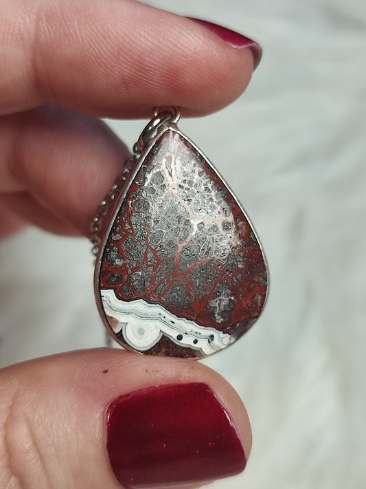 Colgante baño de plata y ágata mejicana 101