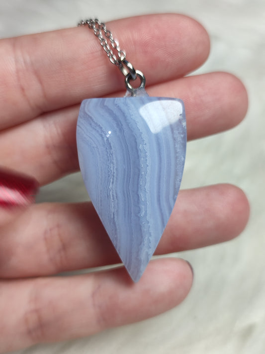 Colgante acero con calcedonia azul n° 1