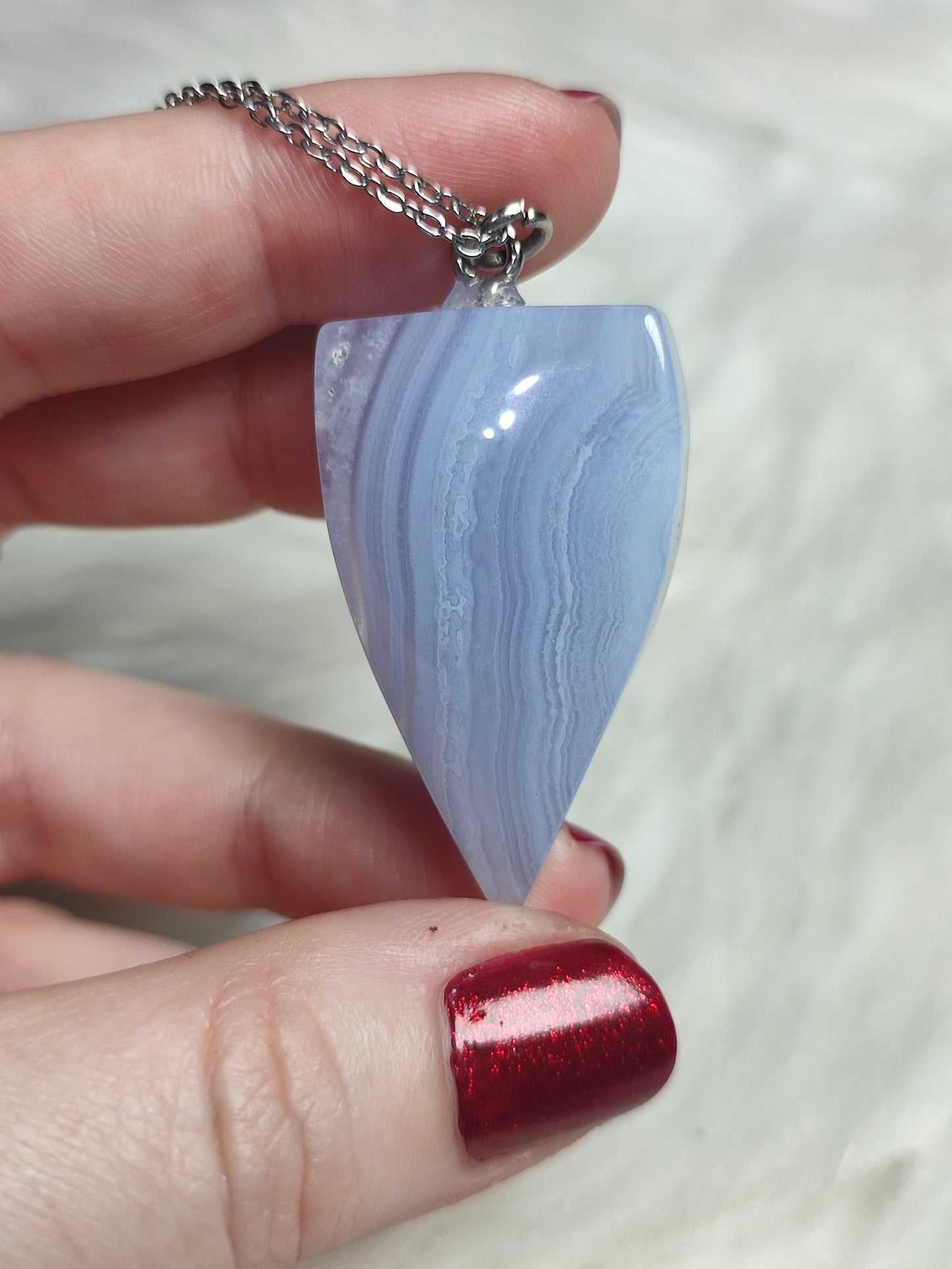 Colgante acero con calcedonia azul n° 1