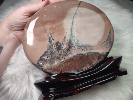 Plato Decorativo jaspe chino con peana 2.023 gramos