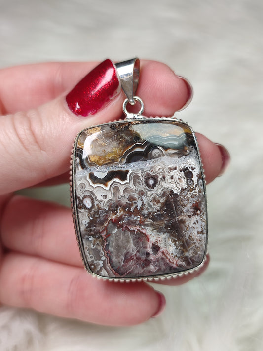 Colgante baño de plata con ágata mejicana - N° 145
