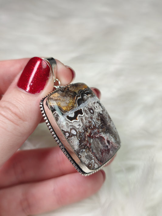 Colgante baño de plata con ágata mejicana - N° 145