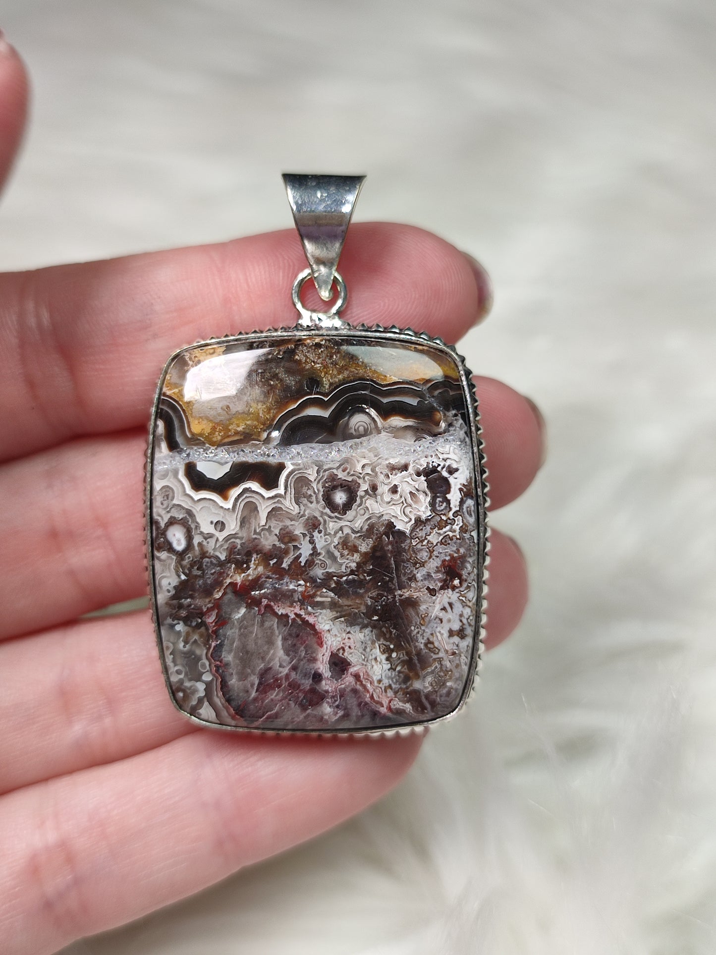 Colgante baño de plata con ágata mejicana - N° 145
